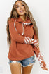 Aztec Print Patchwork Thumb Hole Hoodie
